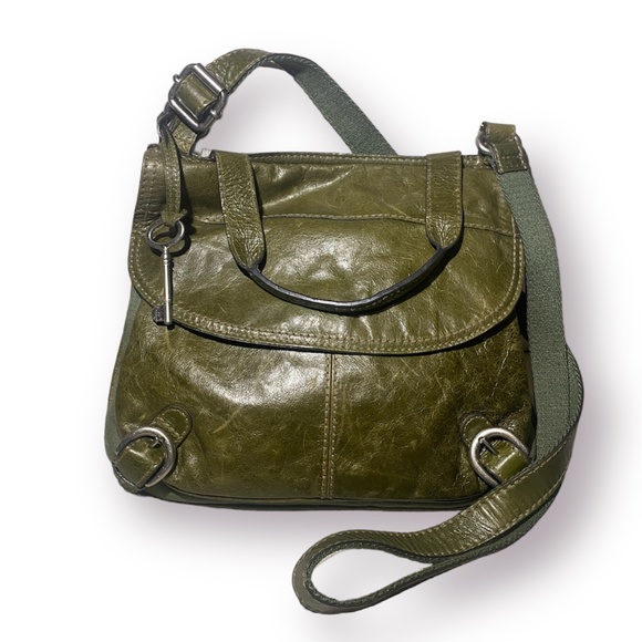 Fossil | Lizette Long Live Vintage Leather & Canvas Cross Body | Green - Picture 1 of 16